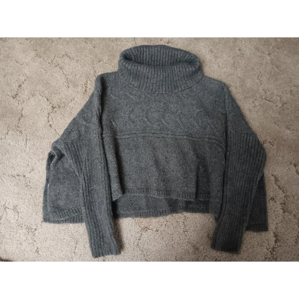 Eileen Fisher size L Gray Cashmere Wool Oversize Boxy Sweater Cowl Neck - Picture 6 of 6